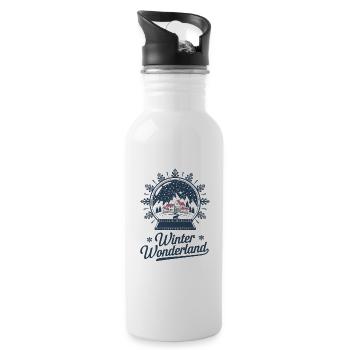 Winter Wonderland – Snow Globe with Village - Water bottle with straw - white - Right