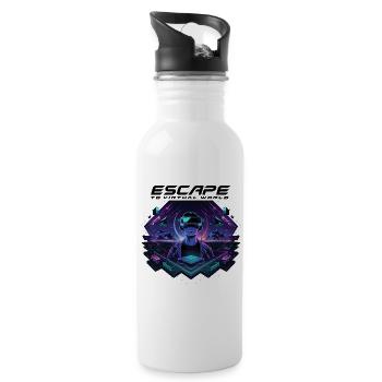Escape to the Virtual World – Future VR-Design - Trinkflasche mit integriertem Trinkhalm - Weiß - Rechts