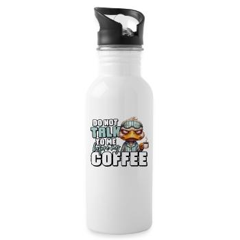 Grumpy duck with coffee - Water bottle with straw - white - Right