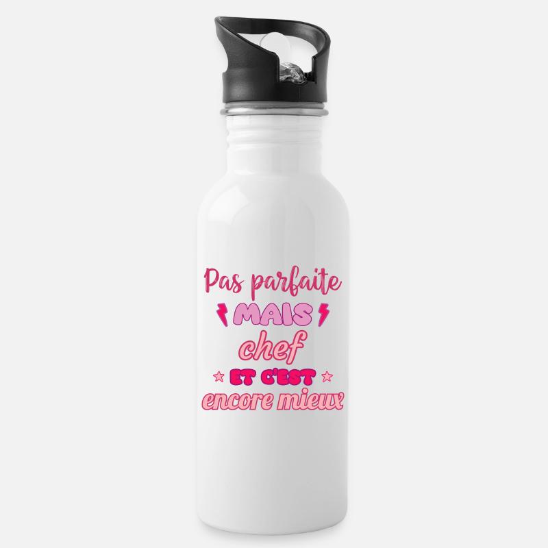 Pas parfaite mais chef,idée cadeau,cheffe,cuisine - Gourde avec paille intégrée - blanc