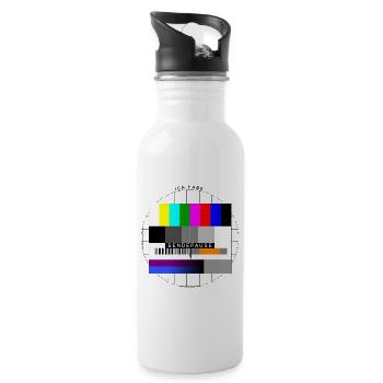 Ich habe Sendepause Testbild - Trinkflasche mit integriertem Trinkhalm - Weiß - Rechts