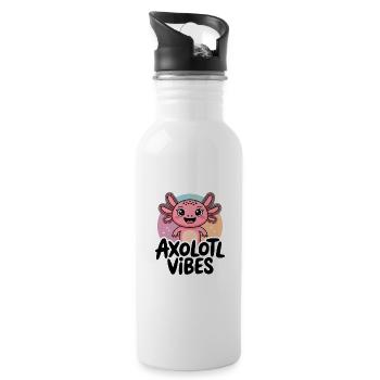 Axolotl Vibes – Süßes Salamander Cartoon - Trinkflasche mit integriertem Trinkhalm - Weiß - Rechts