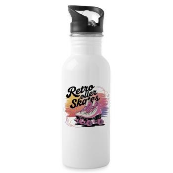 Retro Roller Skates – 80s Vibes - Trinkflasche mit integriertem Trinkhalm - Weiß - Rechts
