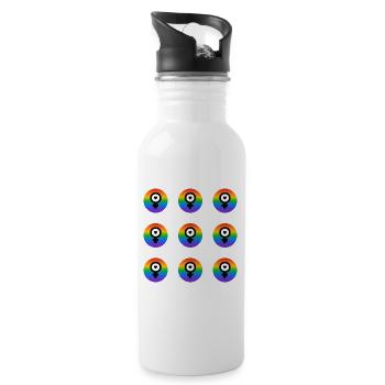 Feministische Ikonen - Regenbogenflagge - Trinkflasche mit integriertem Trinkhalm - Weiß - Rechts