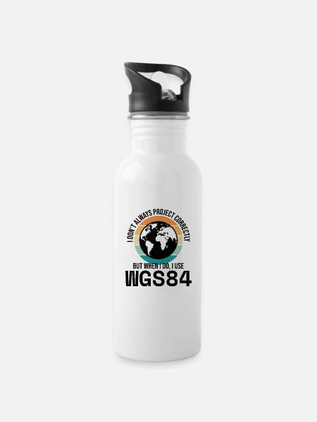 GIS-Kartierung Analyse von Geodaten Kartografie - Trinkflasche mit integriertem Trinkhalm - Weiß