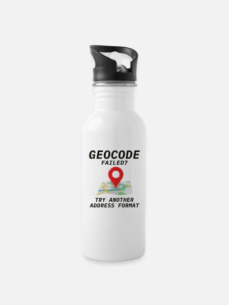 Geokodierung Fehler Adressformat GIS Humor - Trinkflasche mit integriertem Trinkhalm - Weiß