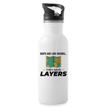 Map Layers GIS Cartography Geographic Data - Water bottle with straw - white - Right