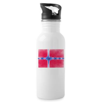 Norway Flag Flowers St. John's Day - Water bottle with straw - white - Right