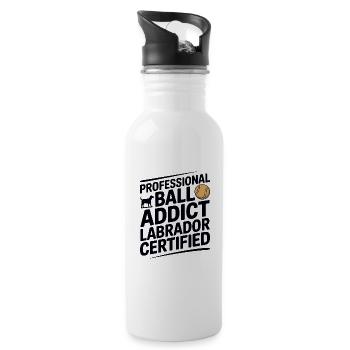 Ball Addict Labrador Certified Funny Dog - Water bottle with straw - white - Right