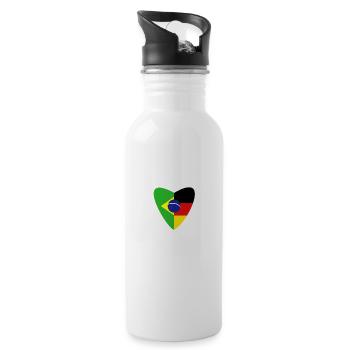 Brazil Germany Flag Brazilian Gift - Water bottle with straw - white - Right
