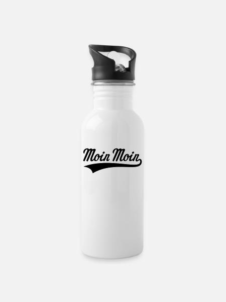 Moin Moin - Trinkflasche mit integriertem Trinkhalm - Weiß