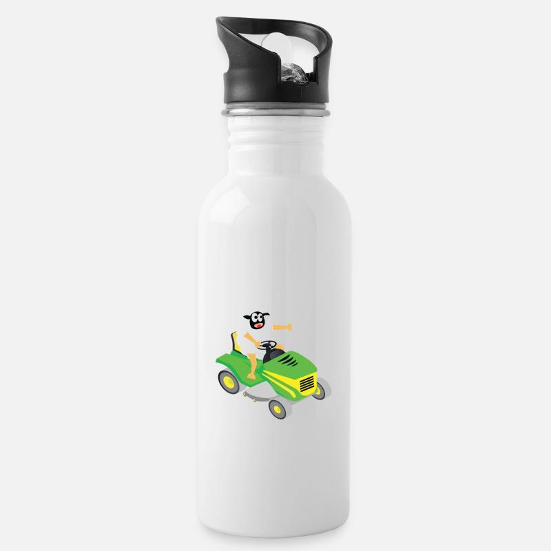Drôle mouton T-shirt mouton tondeuse à gazon - Gourde avec paille intégrée - blanc