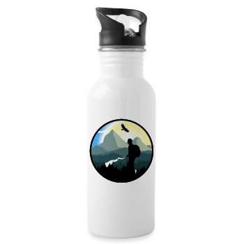Montagnes, randonnée, nature sauvage - homme - Gourde avec paille intégrée - blanc - Droite