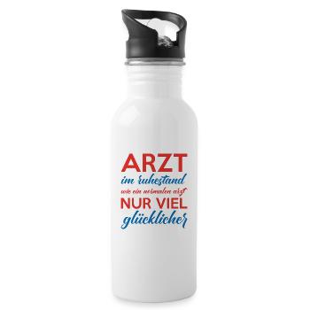 Arzt im ruhestand ist ein glücklicher - Trinkflasche mit integriertem Trinkhalm - Weiß - Rechts