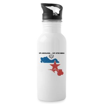 Yugoslavia SFRJ Jugo Kosovo Gift Tito - Water bottle with straw - white - Right