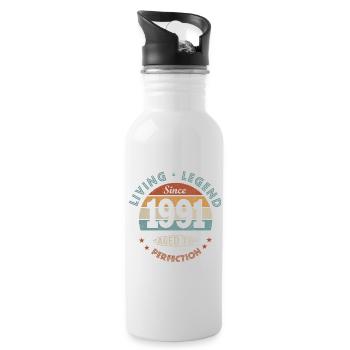 legend since 1991 cadeau drôle anniversaire 31 ans - Gourde avec paille intégrée - blanc - Droite