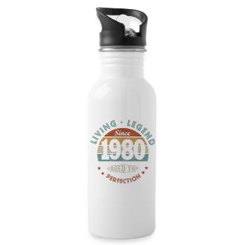 Legende seit 1980 Lustiges Geburtstagsgeschenk - Trinkflasche mit integriertem Trinkhalm - Weiß - Rechts