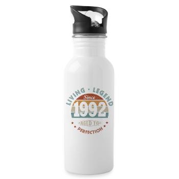 Legende geboren 1992 Geburtstagsgeschenk 30 Jahre - Trinkflasche mit integriertem Trinkhalm - Weiß - Rechts