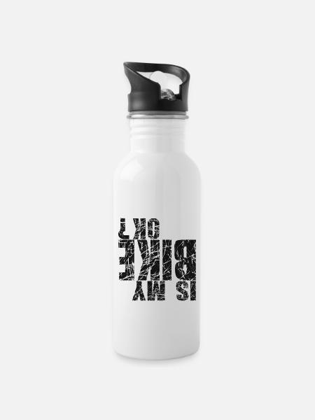 bike ok black - Trinkflasche mit integriertem Trinkhalm - Weiß