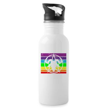 Satanism I Satanist I Satan Goat Rainbow I Not - Trinkflasche mit integriertem Trinkhalm - Weiß - Rechts