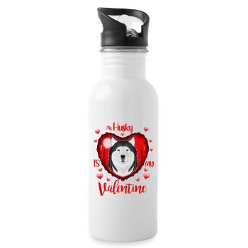 My Husky Is My Valentine I Husky - Trinkflasche mit integriertem Trinkhalm - Weiß - Rechts