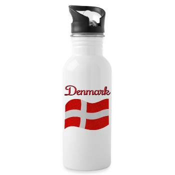 Drapeau du Danemark - Gourde avec paille intégrée - blanc - Droite