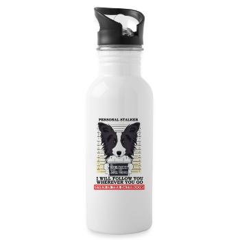 Border Collie Personal Stalker Suivez-vous - Gourde avec paille intégrée - blanc - Droite