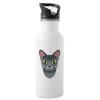 Cat Lover I Cat Face I Chat bleu russe - Gourde avec paille intégrée - blanc - Droite