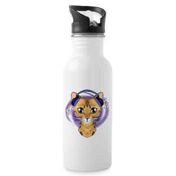 Cute Bengal Cat I Music Lover I Headphones - Trinkflasche mit integriertem Trinkhalm - Weiß - Rechts
