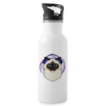 Cute Birman Cat I Music Lover I Headphones - Water bottle with straw - white - Right