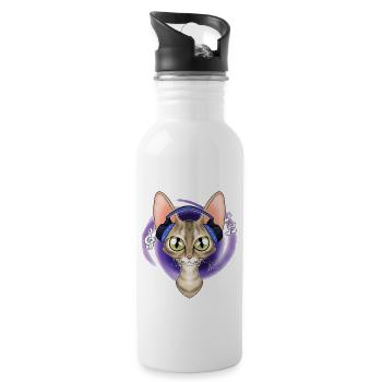 Cute Devon Rex Cat I Music Lover I Headphones - Water bottle with straw - white - Right