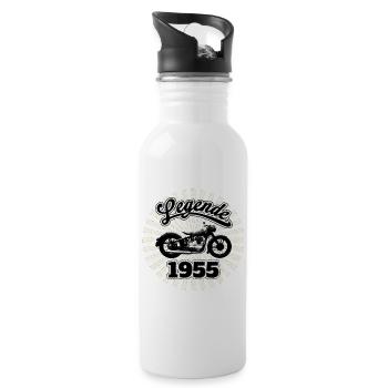 Motorrad Legende 1955 DDR - Trinkflasche mit integriertem Trinkhalm - Weiß - Rechts