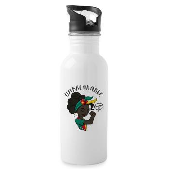 Cameroon Girl Unbreakable I Cameroon Heritage - Water bottle with straw - white - Right
