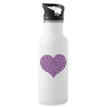 Heart Infinity 3D - Purple - Water bottle with straw - white - Right