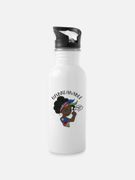 Namibian Girl Unbreakable I Namibian Heritage I - Trinkflasche mit integriertem Trinkhalm - Weiß