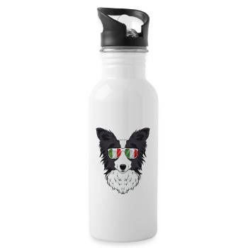 Border Collie Italy Sunglasses I Italian Flag - Trinkflasche mit integriertem Trinkhalm - Weiß - Rechts