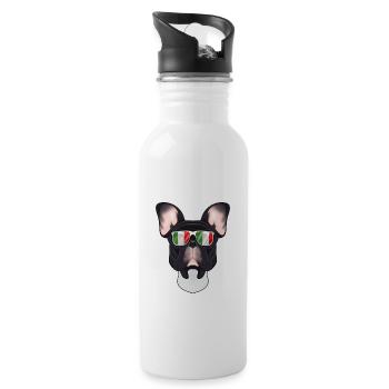 French Bulldog Italy Sunglasses I Italian Flag - Trinkflasche mit integriertem Trinkhalm - Weiß - Rechts