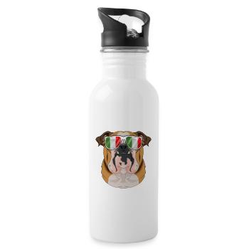 English Bulldog Italy Sunglasses I Italian Flag - Trinkflasche mit integriertem Trinkhalm - Weiß - Rechts