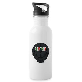 Newfoundland Italy Sunglasses I Italian Flag - Trinkflasche mit integriertem Trinkhalm - Weiß - Rechts
