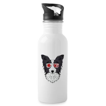 Border Collie Japan Lunettes de soleil I Drapeau japonais - Gourde avec paille intégrée - blanc - Droite