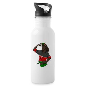 Kenyan Girl Unbreakable I Kenyan Heritage I Kenya - Trinkflasche mit integriertem Trinkhalm - Weiß - Rechts