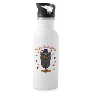 British Shorthair Cat Lover I Happy Thanksgiving - Gourde avec paille intégrée - blanc - Droite