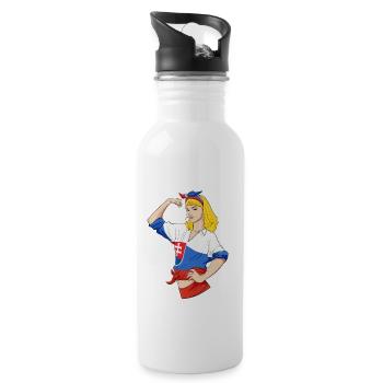Slovak Girl Unbreakable I Slovak Heritage I - Trinkflasche mit integriertem Trinkhalm - Weiß - Rechts