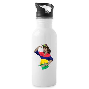 Mauritius Girl Unbreakable Mauritius Heritage - Water bottle with straw - white - Right