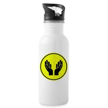 Hände Beten Icon - Trinkflasche mit integriertem Trinkhalm - Weiß - Rechts