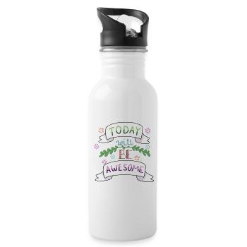 Aujourd’hui sera génial - Gourde avec paille intégrée - blanc - Droite