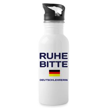 Idée cadeau femme prof d'allemand - Gourde avec paille intégrée - blanc - Droite