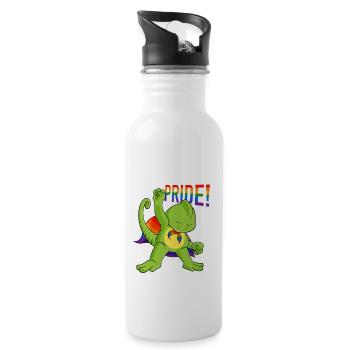 Chameleon I LGBTQ Flag I Rainbow Flag I Gay Pride - Trinkflasche mit integriertem Trinkhalm - Weiß - Rechts