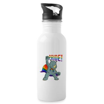Rhino I LGBTQ Flag I Rainbow Flag I Gay Pride - Trinkflasche mit integriertem Trinkhalm - Weiß - Rechts