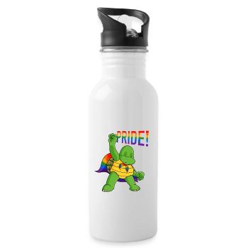 Turtle I LGBTQ Flag I Rainbow Flag I Gay Pride - Trinkflasche mit integriertem Trinkhalm - Weiß - Rechts
